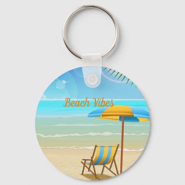 Beach Vibes Chaveiro, Basic Button Chaveiro (Frente)