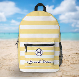 Beach Vibes Summer Yellow White Stripes Monograma