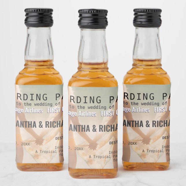 Beach Wedding Boarding Pass Romantic  (Garrafas)