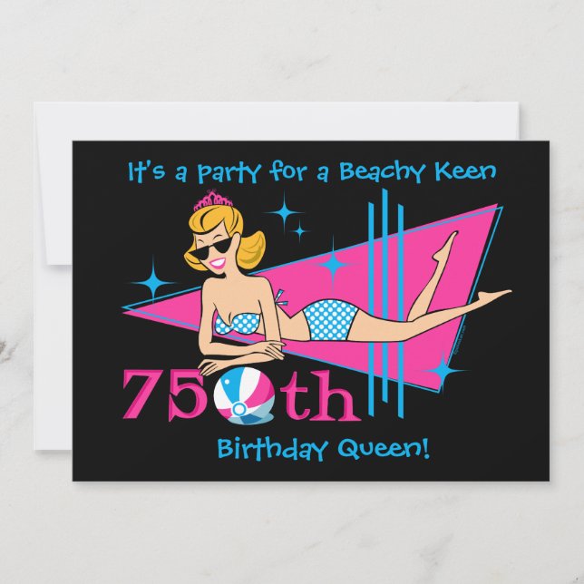Beachy Keen 75º aniversário - Convites personaliza (Frente)
