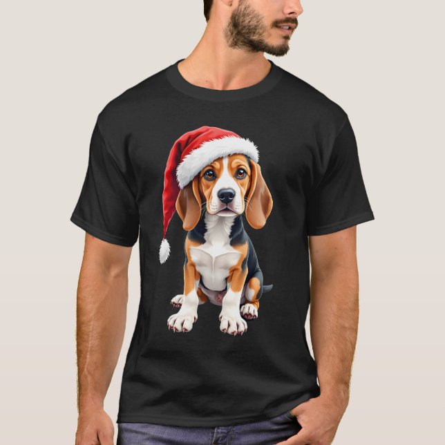 Beagle Christmas Dog Long Sleeve T-Shirt (Frente)