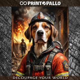Beagle como bombeiro - Papel tecidular