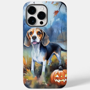 Beagle de Halloween com Abóboras Assustador