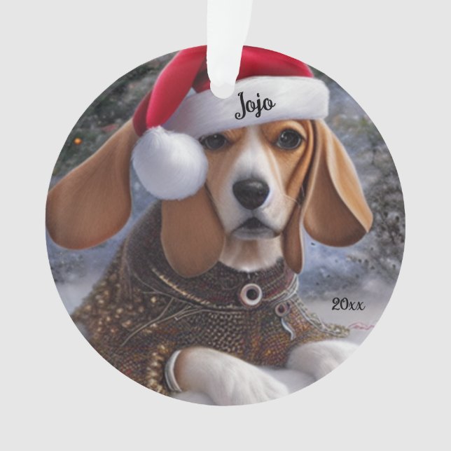 Beagle de Natal, Enfeite de Cachorro do Papai Noel (Frente)