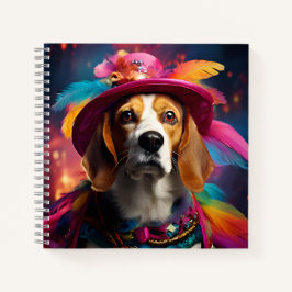 Beagle em um chapéu de penas