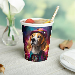 Beagle em um chapéu rosa