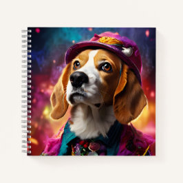 Beagle em um chapéu rosa