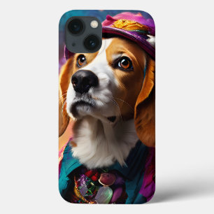 Beagle em um chapéu rosa