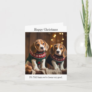 Beagle Puppies Feliz Cartão de Natal