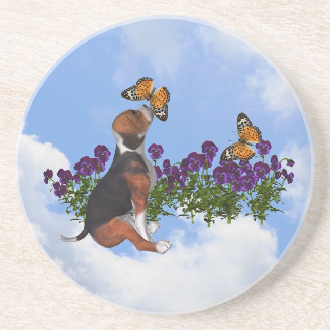 Beagle Puppy Butterflies Porta copos animal (Frente)