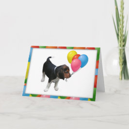 Beagle Puppy e Balões - Cartão de Aniversário