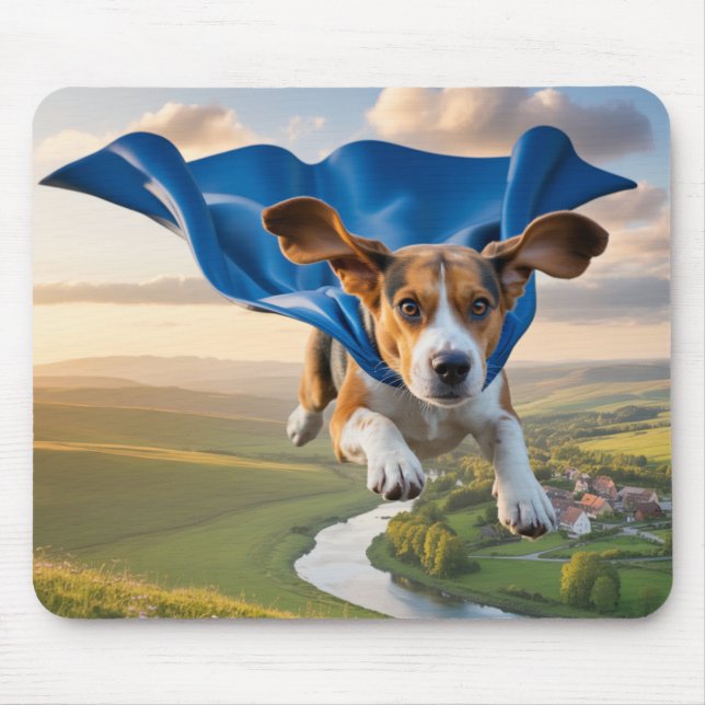 Beagle Superhero Mousepad (Frente)