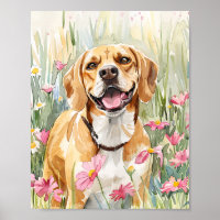 Beagle watercolor dog wall art impressão poster