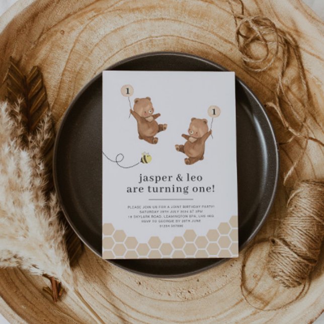 Bear Bear Twins Primeiro Convite Para Abelhas (Criador carregado)