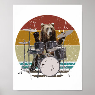 Bear Drummer Tocando tambores Poster