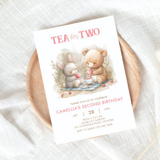 Bear e Bunny Tea por dois Convites de festas