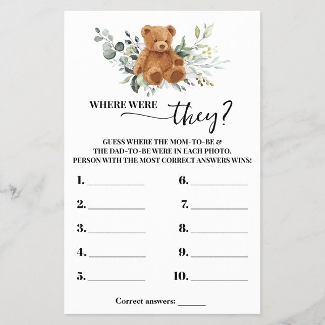 Bear Greenery Onde Eles Estavam Com Cartão De Jogo (Frente)