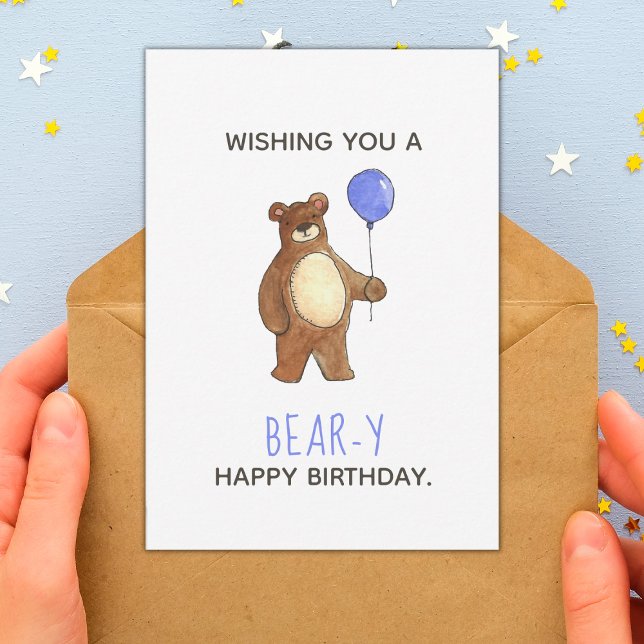 Bear Happy Birthday Flat Card (Criador carregado)
