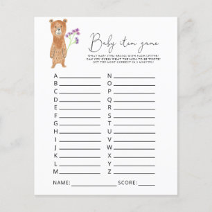 Bear Jogo de Item Bebê. Jogo do chá de fraldas