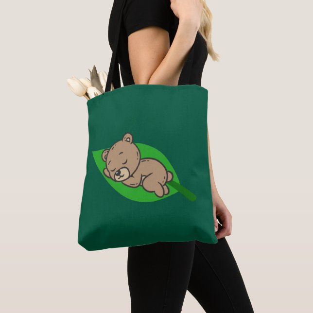 Bear on a Leaf Tote (Close Up)