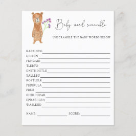 Bear Palavra Scramble | Jogo Chá de fraldas