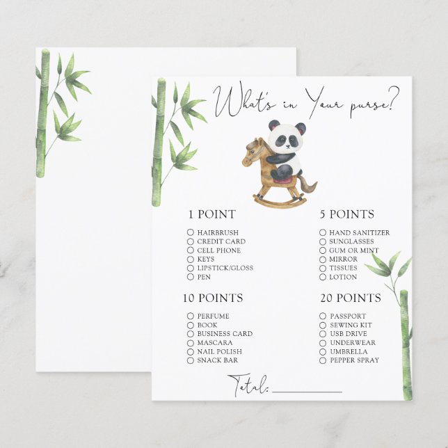 Bear Panda - O que há no seu jogo de bolsa (Frente/Verso)