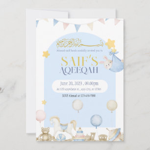 Bear Ursinho Bebê Blue Boy Aqeqeqah Aqeqa Convite