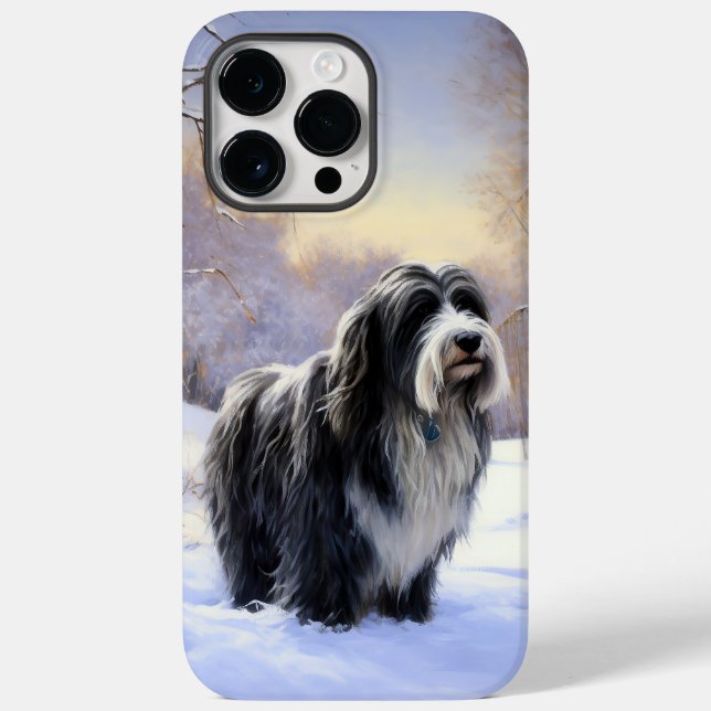 Bearded Collie Deixe Nevar Natal  (Verso)