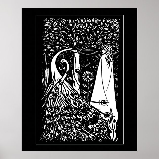 Beardsley Lady & Peacocks Poster (Frente)