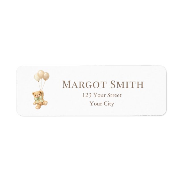 Bearly Wait Balloons Chá de Bebê Etiqueta de Devol (Frente)