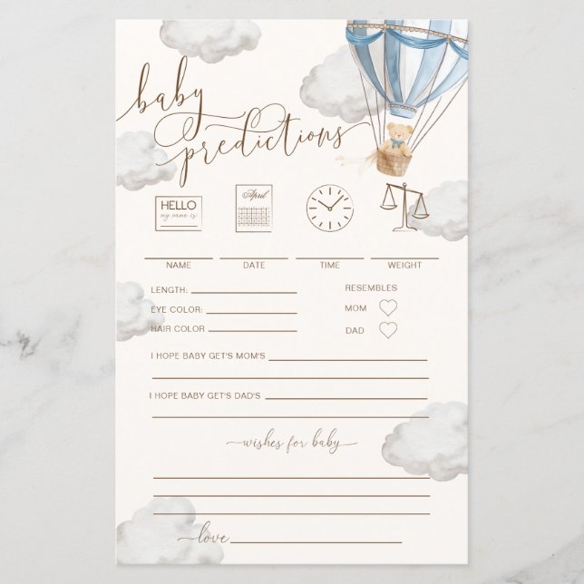 Bearly Wait Blue Baby Predictions Game (Frente)