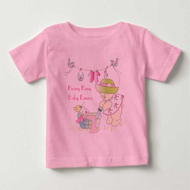 Beary Busy Personalized Baby T-Shirt (Frente)