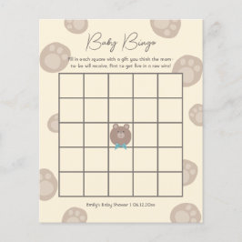 Beary Cute Brown Teddy Bear Chá de fraldas Bingo
