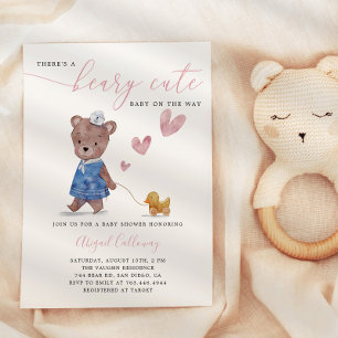 Beary Cute Teddy Bear Girl - Convite Para Chá de 