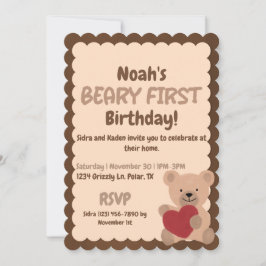 Beary First Birthday Convite