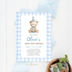 Beary First Birthday Convite