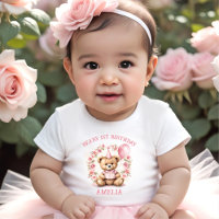 Beary primeiro aniversario Bear Girl Rosa T-shirt