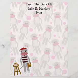 Beatnik Sock Monkey Divertido Feliz Joia de Cartoo