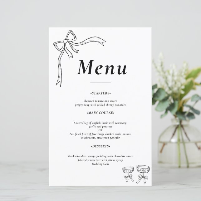 Beatrice Ribbon Wedding Menus (Em pé/Frente)