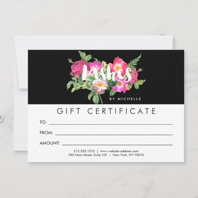 Beauals Florals Lash Extensions Black Gift Card (Frente)