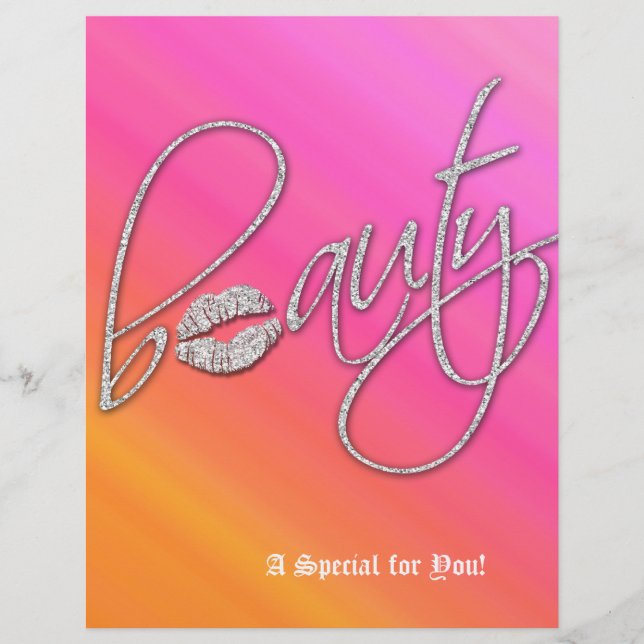 Beauon Salon Flyer Hair Pink Orange Silver Lábios (Frente)