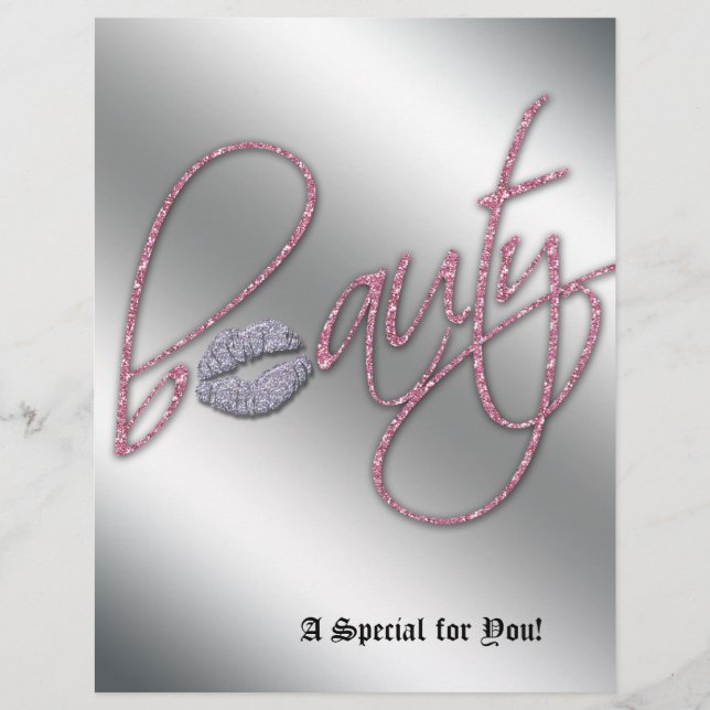 Beauon Salon Flyer Hair Pink Silver Lábios (Frente)
