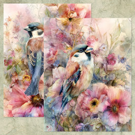 BEAUTIFUL BIRD IN GARDEN SCRAPBOOK PAPER