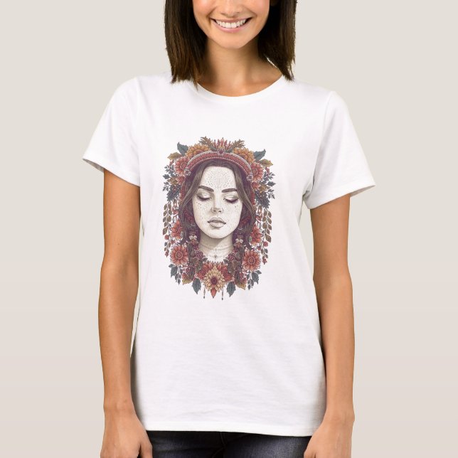 Beautiful Boho Floral Girl T-Shirt  (Frente)