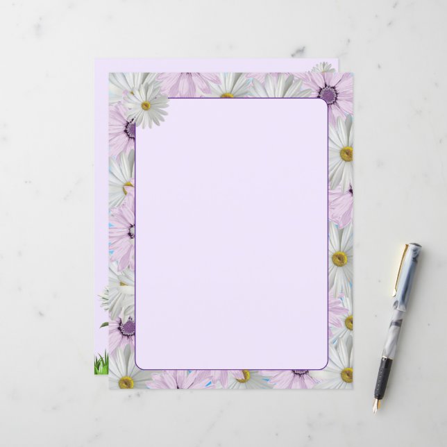 Beautiful Pink and White Daisies 8.5 x 11 (Frente/Verso In Situ)