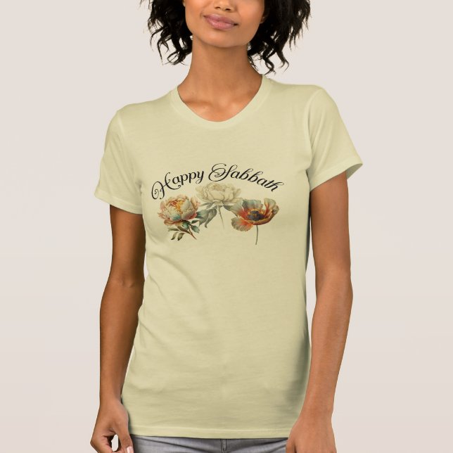 Beautiful Sabbath T-Shirt with flowers  (Frente)