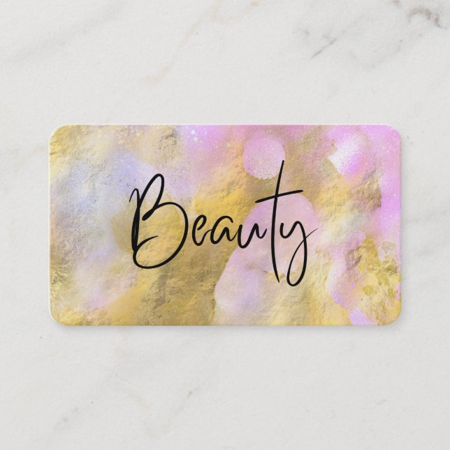 *~* BEAUTY Script Gold Foil Cartão de visita cor-d (Frente)
