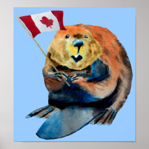 Beaver Canadian Flag Impressão