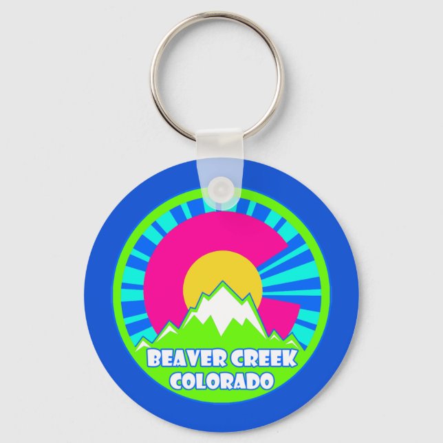 Beaver Creek Colorado, montanhas neon chaveiro (Frente)
