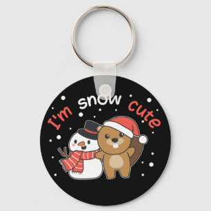 Beaver Eu sou Chaveiro de Neve Cute Snowman Snowma